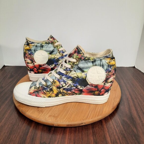 Converse Chuck Taylor All Star Lux Womens 10 Shoes Floral Print Hidden Wedge - Picture 6 of 10